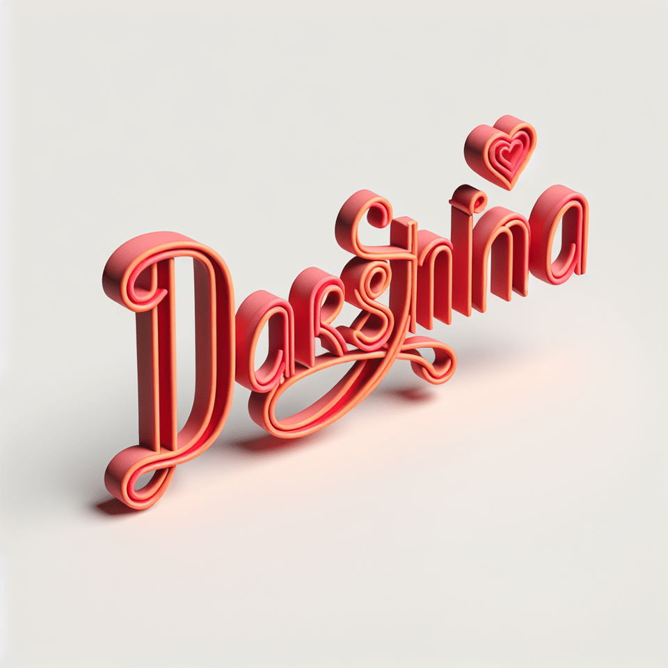 Name Darshna representing love, 3d render text effect image