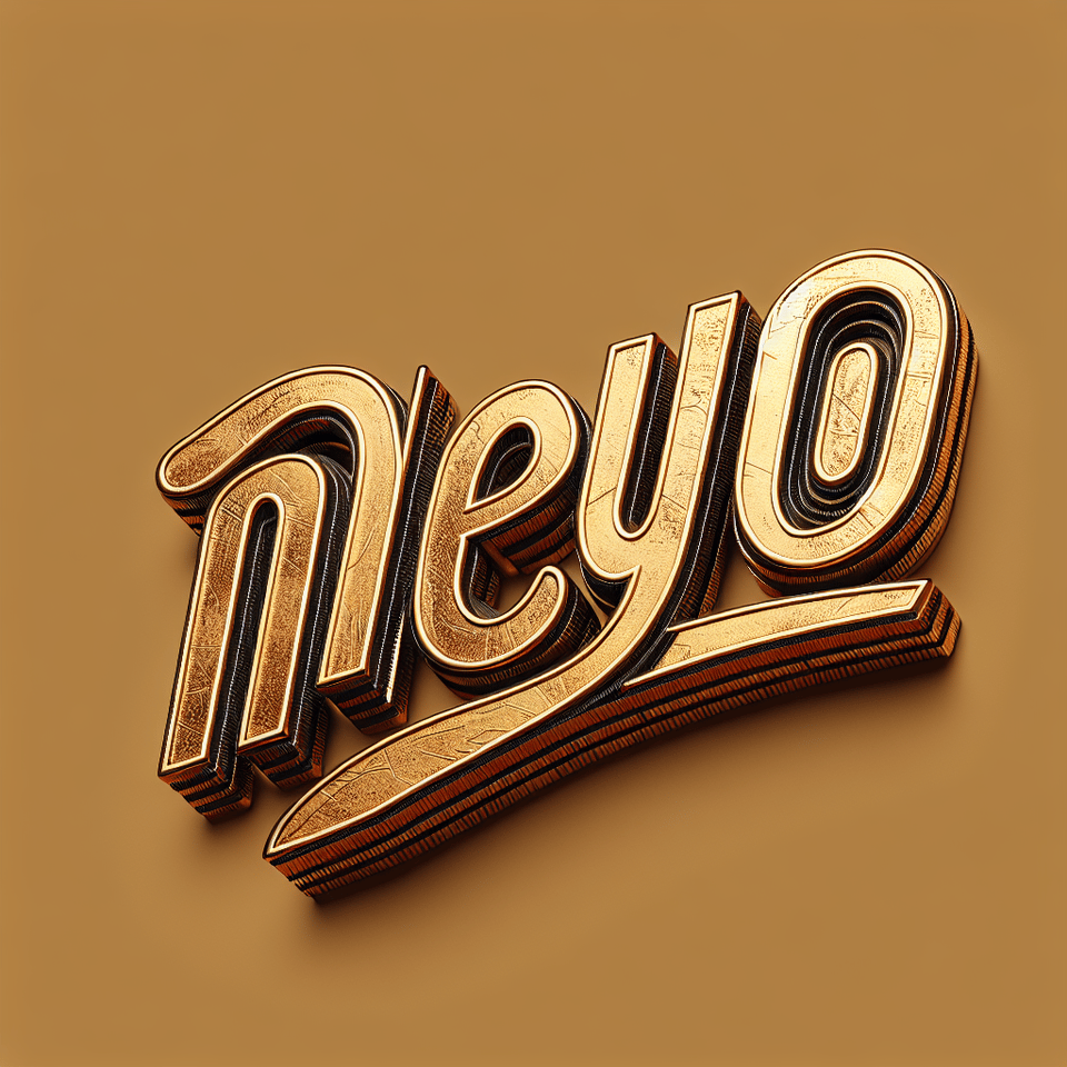 NEYO 3d text with gold shine vintage texture , graffiti, 3d render, fashion, painting, typography text effect image
