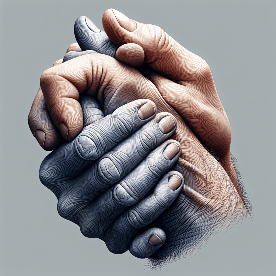 The white right hand and the white left hand are wrapped around each other text effect image