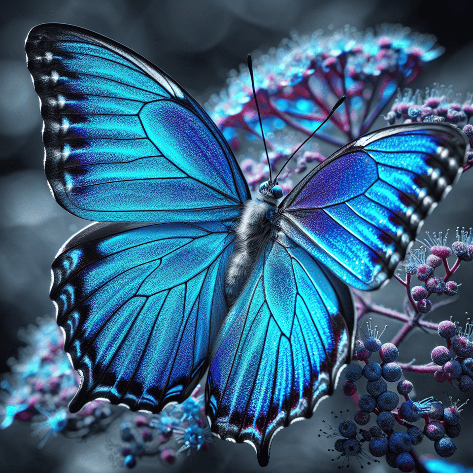 Blue colour butterfly text effect image