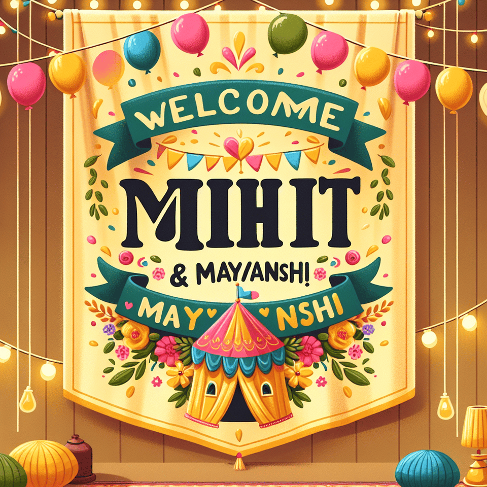 Welcome Home Mihit & Mayanshi text effect image