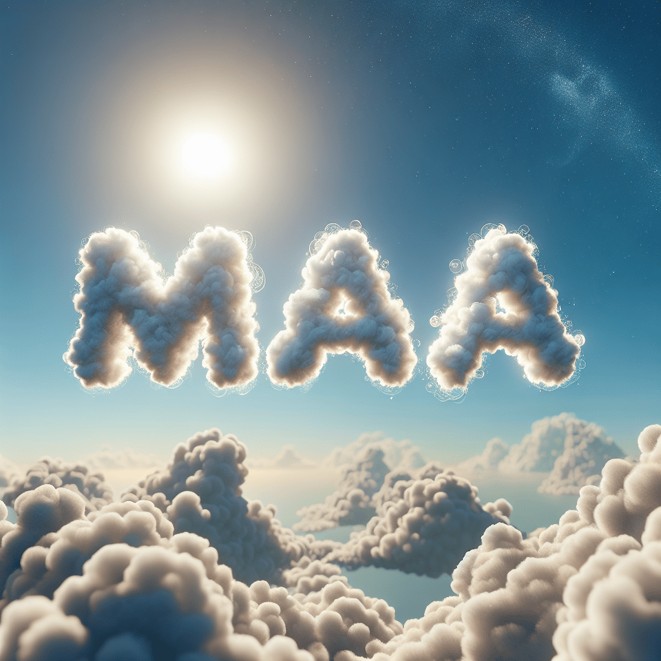 Maa text with sky clouds effects text effect image