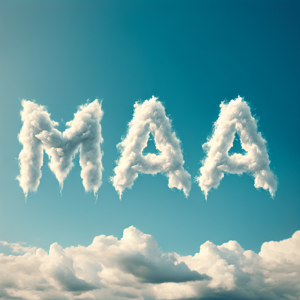 Maa text with sky white clouds effects text effect image
