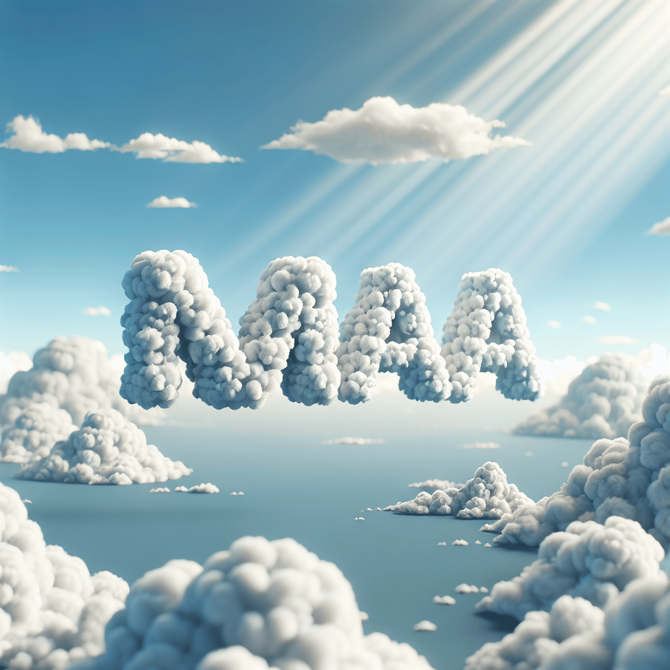 Maa text with white sky white clouds effects text effect image