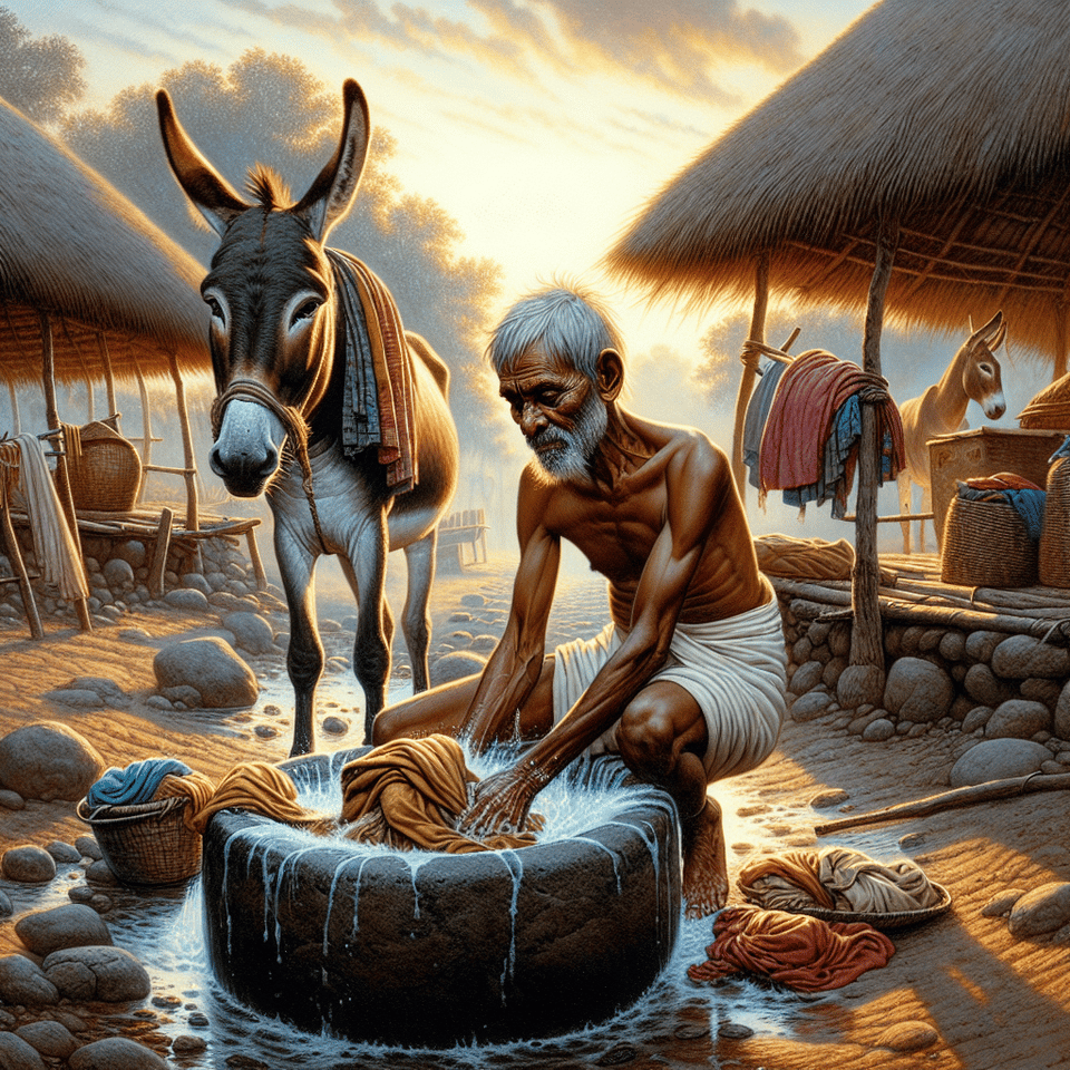 poor washerman and Donkey in Indian Village text effect image