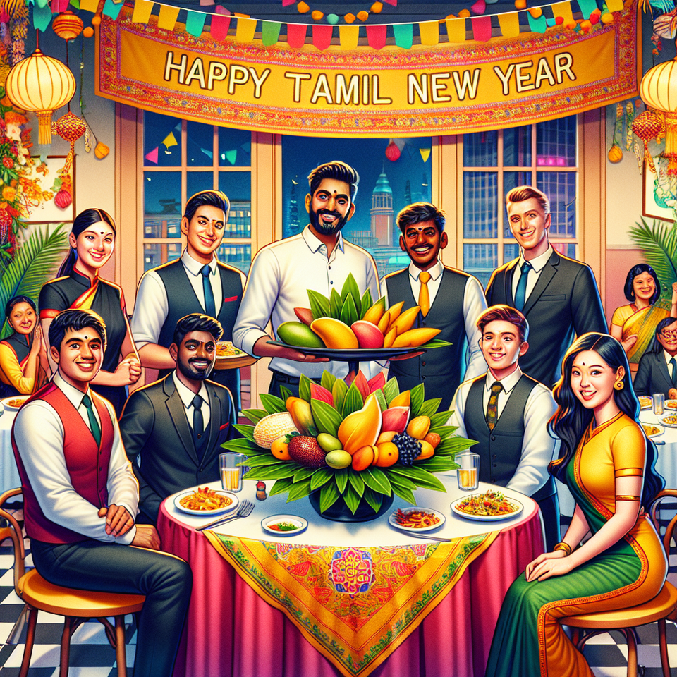 Tamil new year wishes with pics for a restaurant customers text effect image