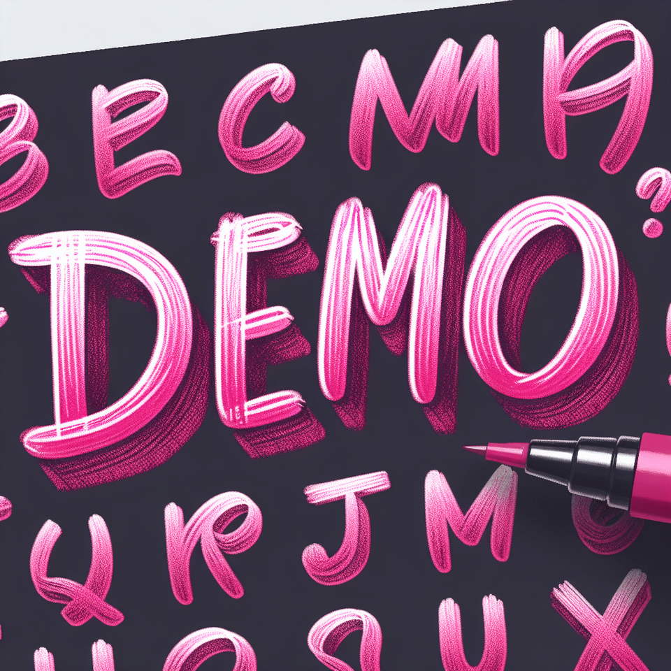 The word Demo is written in a realistic cursive font, with each letter in bright pink. text effect image