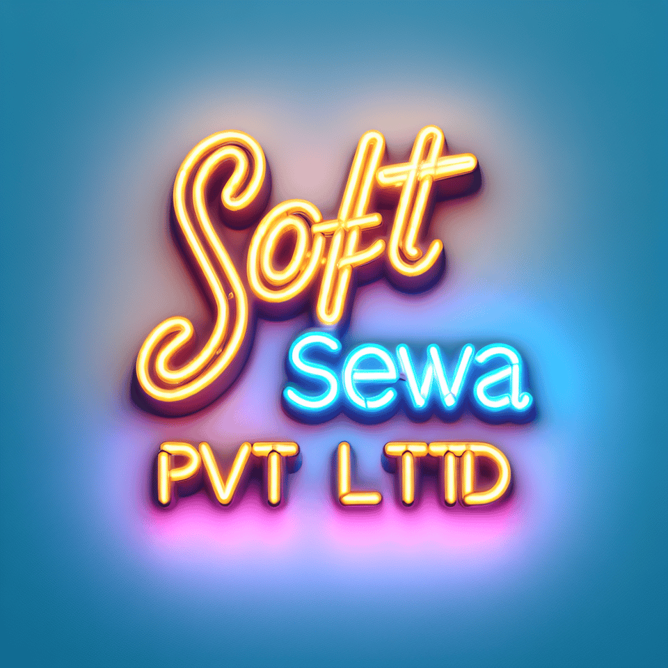 text SOFT SEWA PVT LTD neon glowing line text effect on white background text effect image