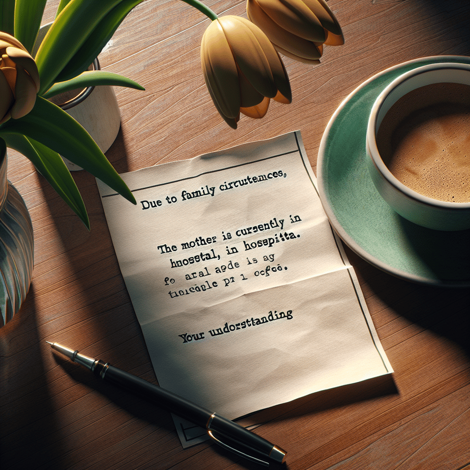 Leave message due to mother is in hospitalized text effect image