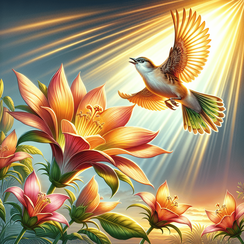 gambar burung terbang di sekuntum bunga text effect image