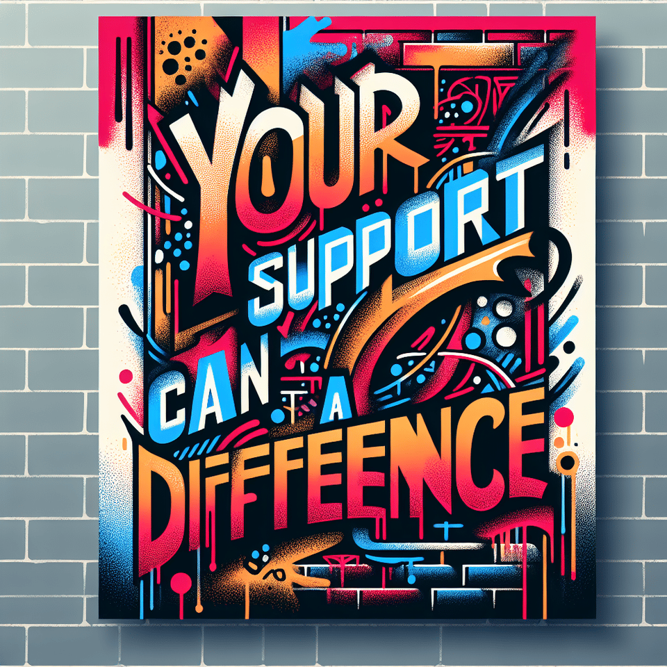 Your Support Can Make a Difference, poster, graffiti text effect image
