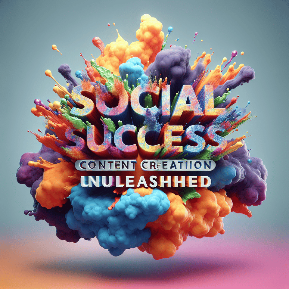 Text Social Success: Content Creation Unleashed colorful splash 3d text and smoky transparent background, Realistic detailed view. text effect image