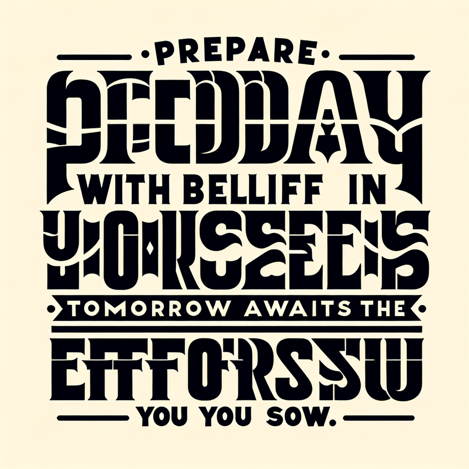 User,Prepare today with belief in yourself; success tomorrow awaits the efforts you sow. , typography text effect image