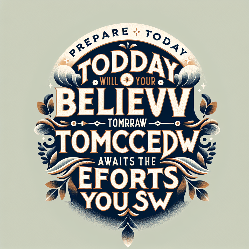 User,Prepare today with belief in yourself; success tomorrow awaits the efforts you sow. , typography text effect image