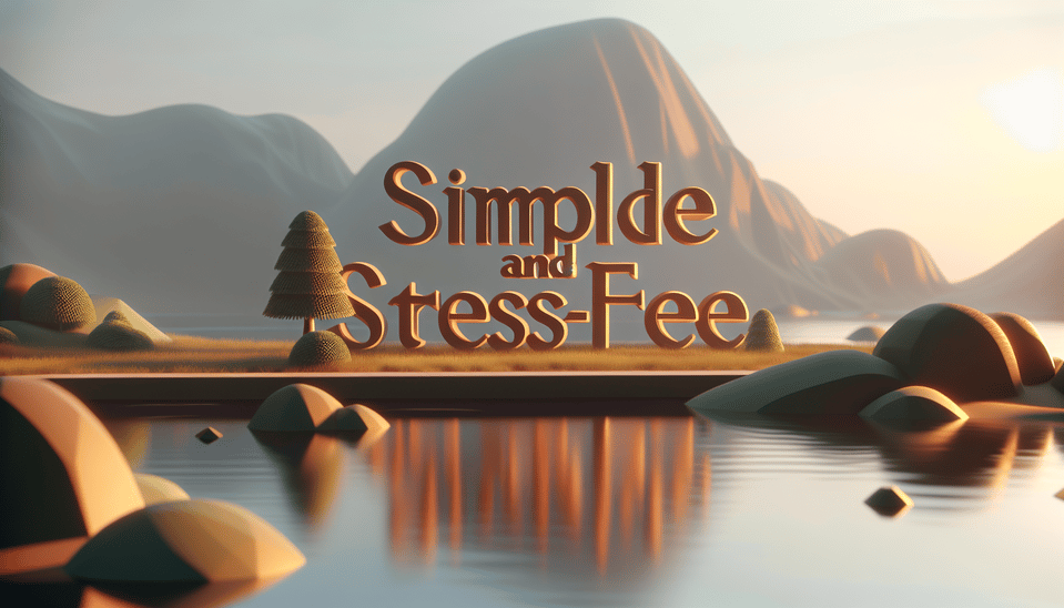 Simple and Stress-Free, 3d render, typography text effect image