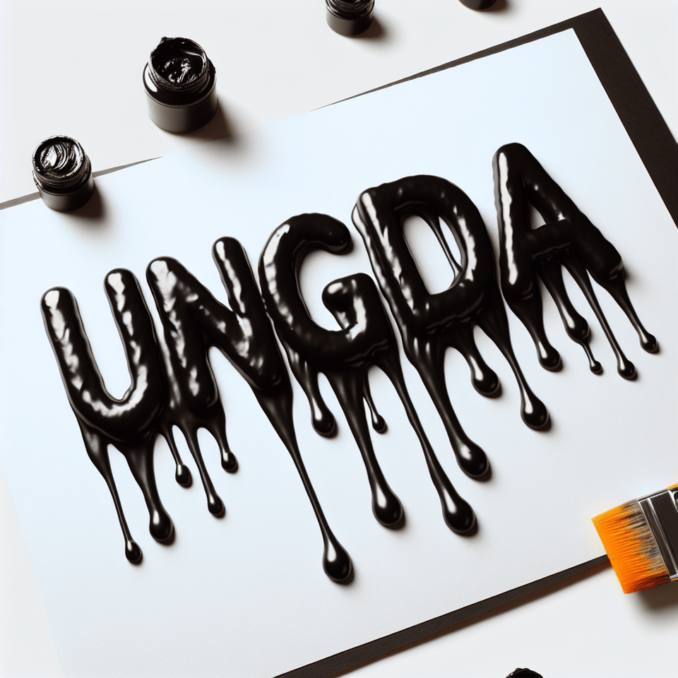 I need the name “UNGIDA” to be in a oil texture like if is dripping in the color black text effect image