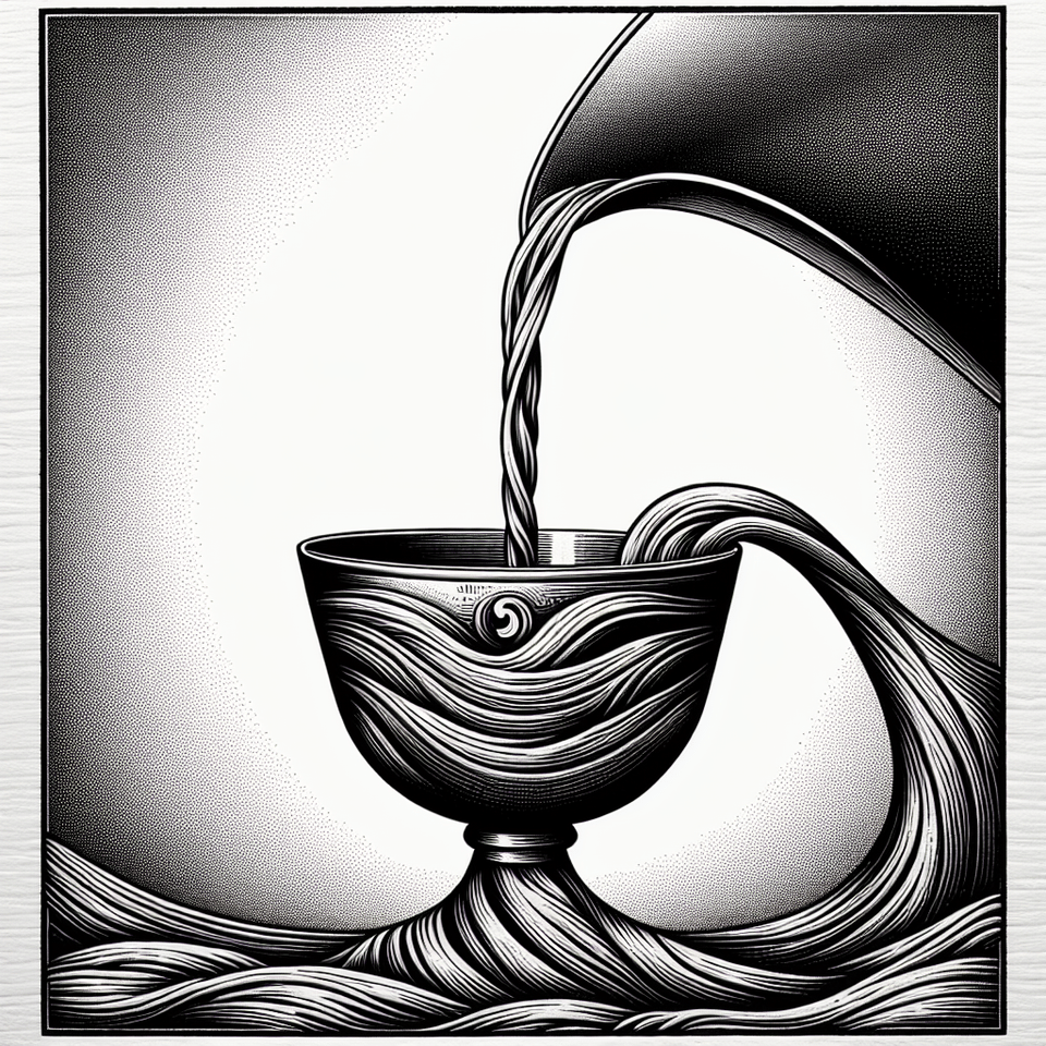 I want to see an anointment oil cup falling on top of the word “UNGIDA” , everything in black. text effect image