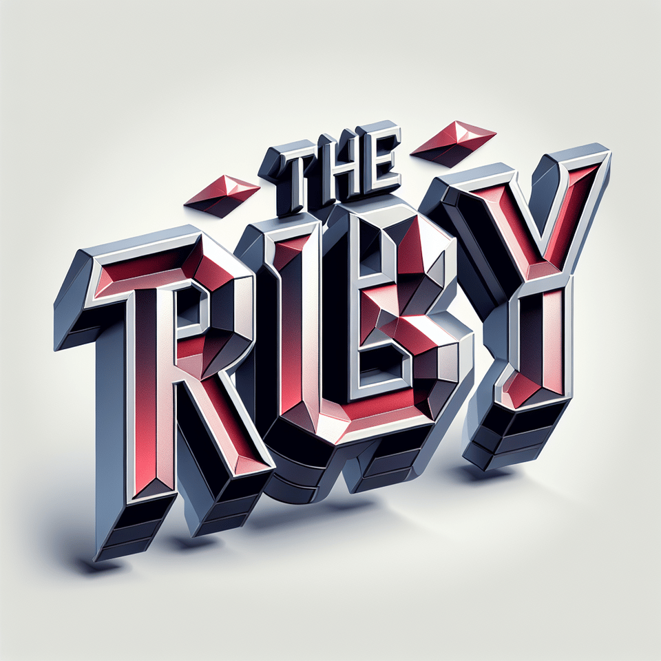 Generate 'The Ruby' in faceted, clean and 3d metal typography with a commercial, corporate & dyanamic look text effect image