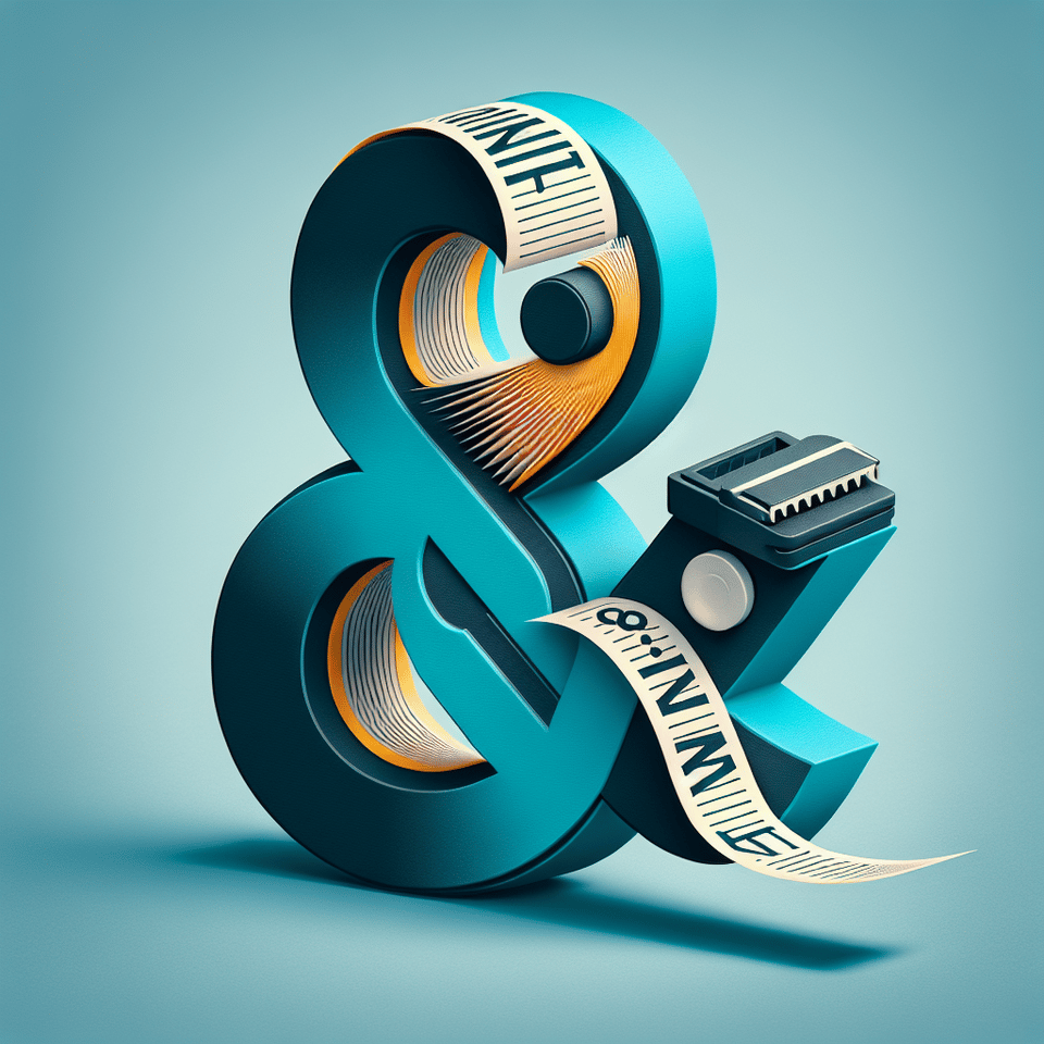 the word print and the word stick, with an ampersand between them. The ampersand should appear to be a roll of paper coming from a digital printer, typography text effect image