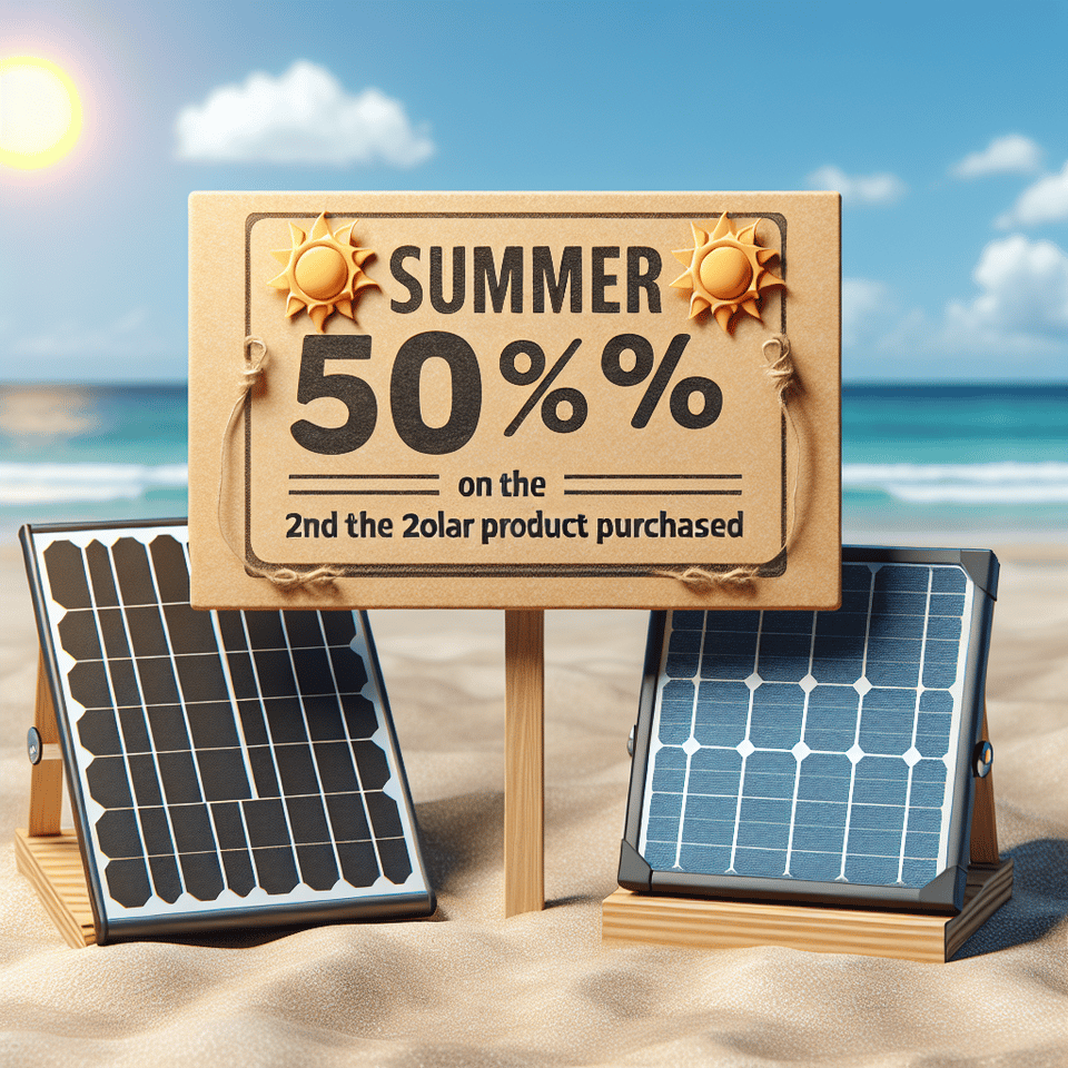 Promotion été -50% sur le 2ème produit solaire achetés text effect image