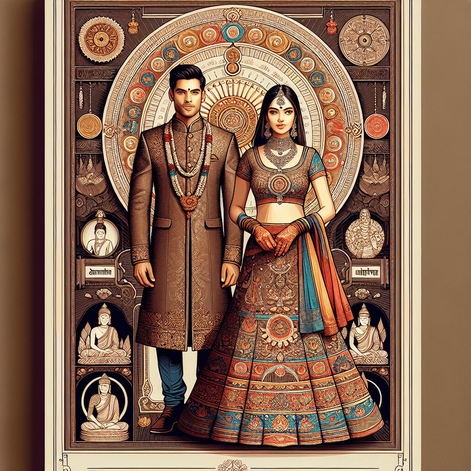 buddist indian wedding invitation card, portrait photography, fashion, poster text effect image