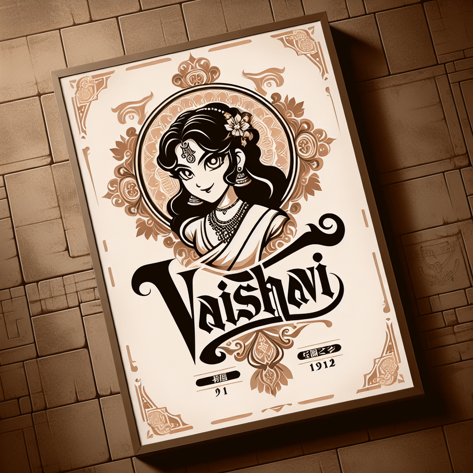 vaishnavi stylish name, fashion, poster, anime text effect image