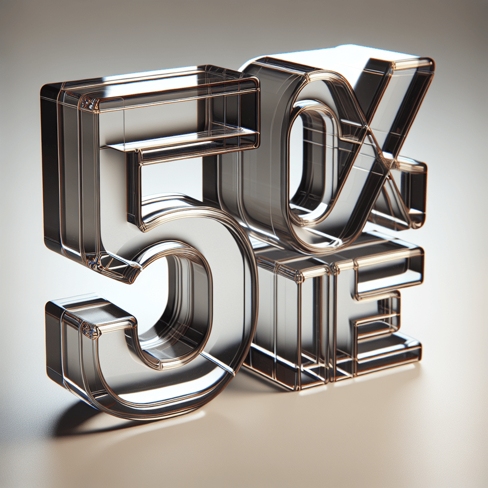 3D rendering of 50% OFF text glass effect text effect image