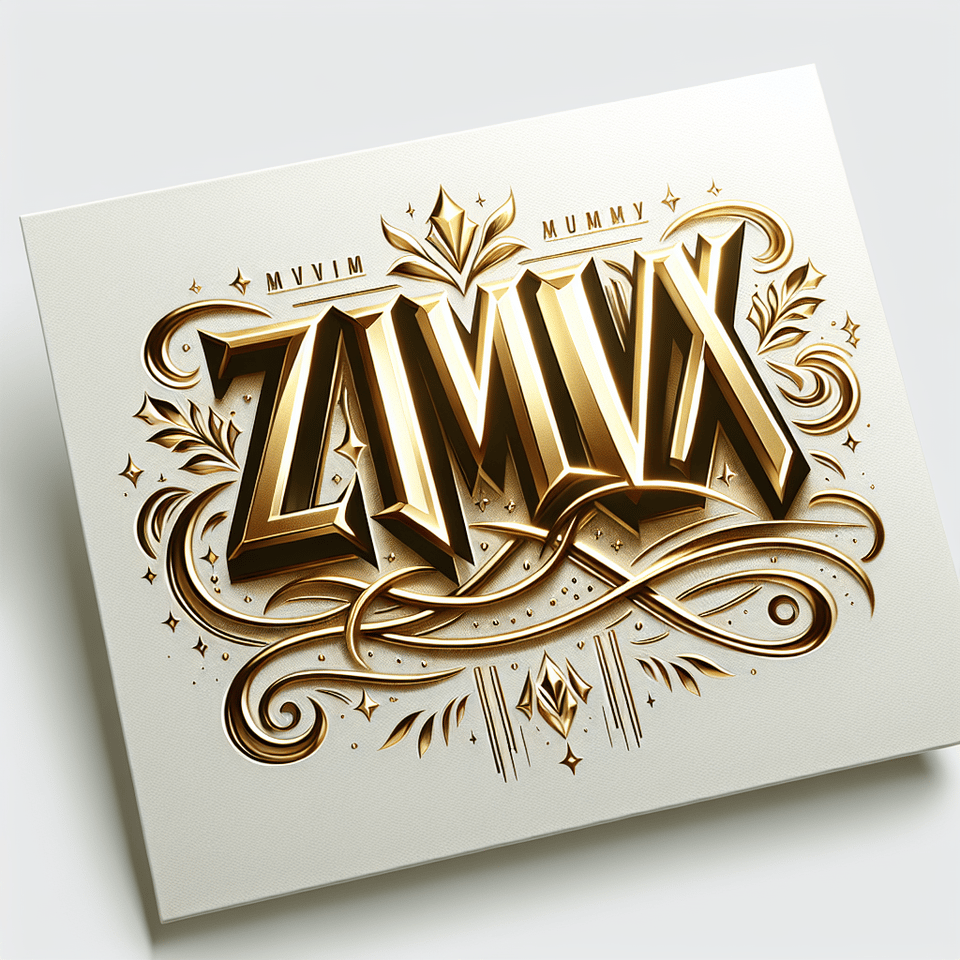 text zxmvx card with luxury golden text effect on white background text effect image