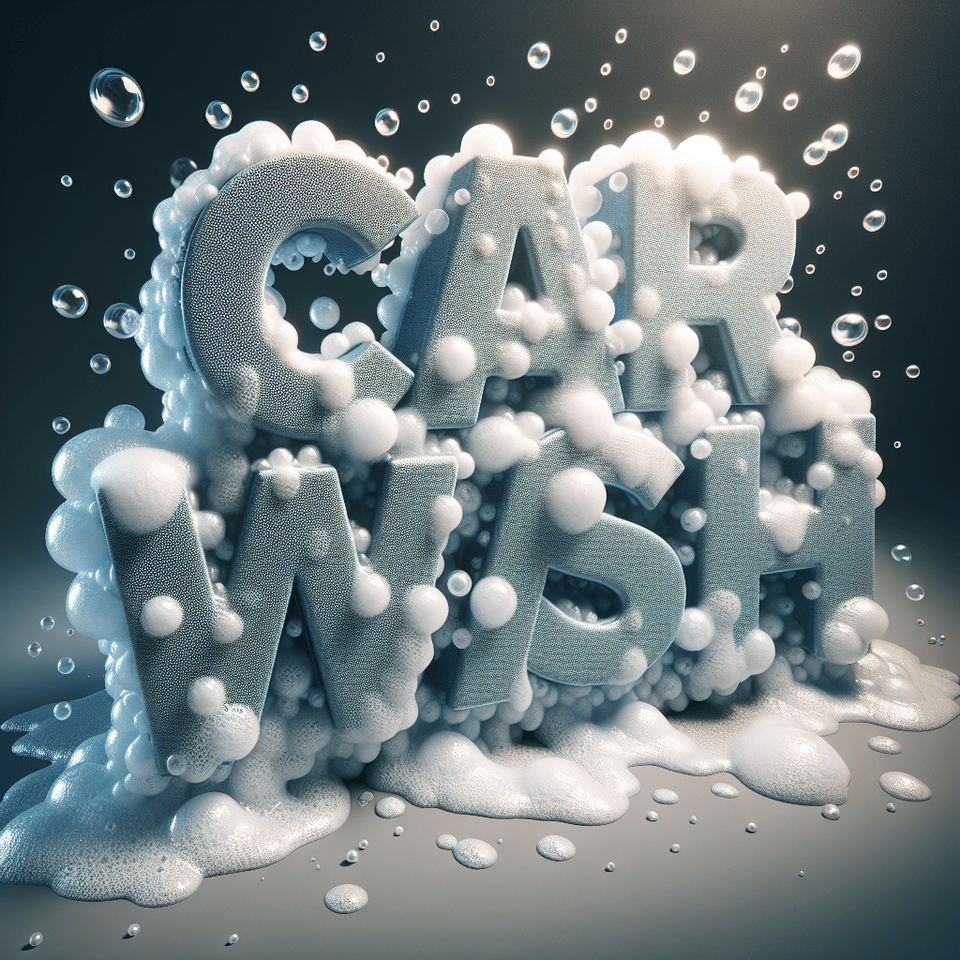 3D rendering of CAR WASH text with foam and bubble on each letter. text effect image