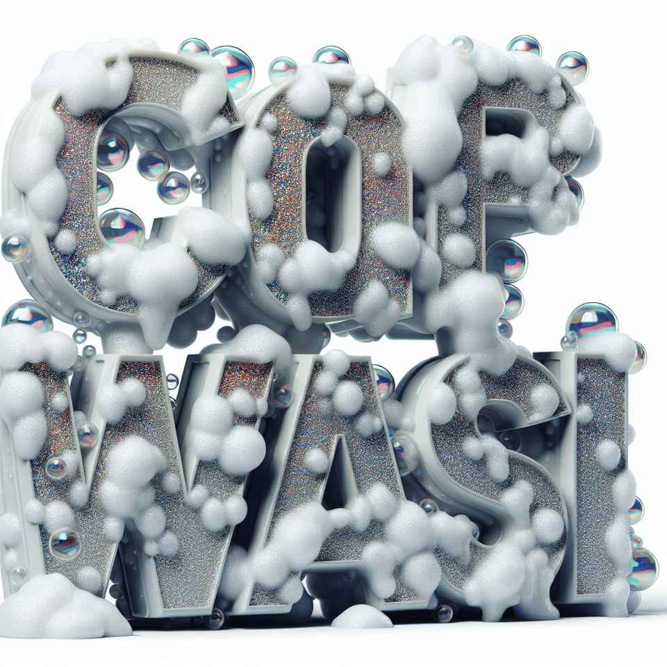 3D rendering of CAR WASH text with foam and bubble on each letter. text effect image