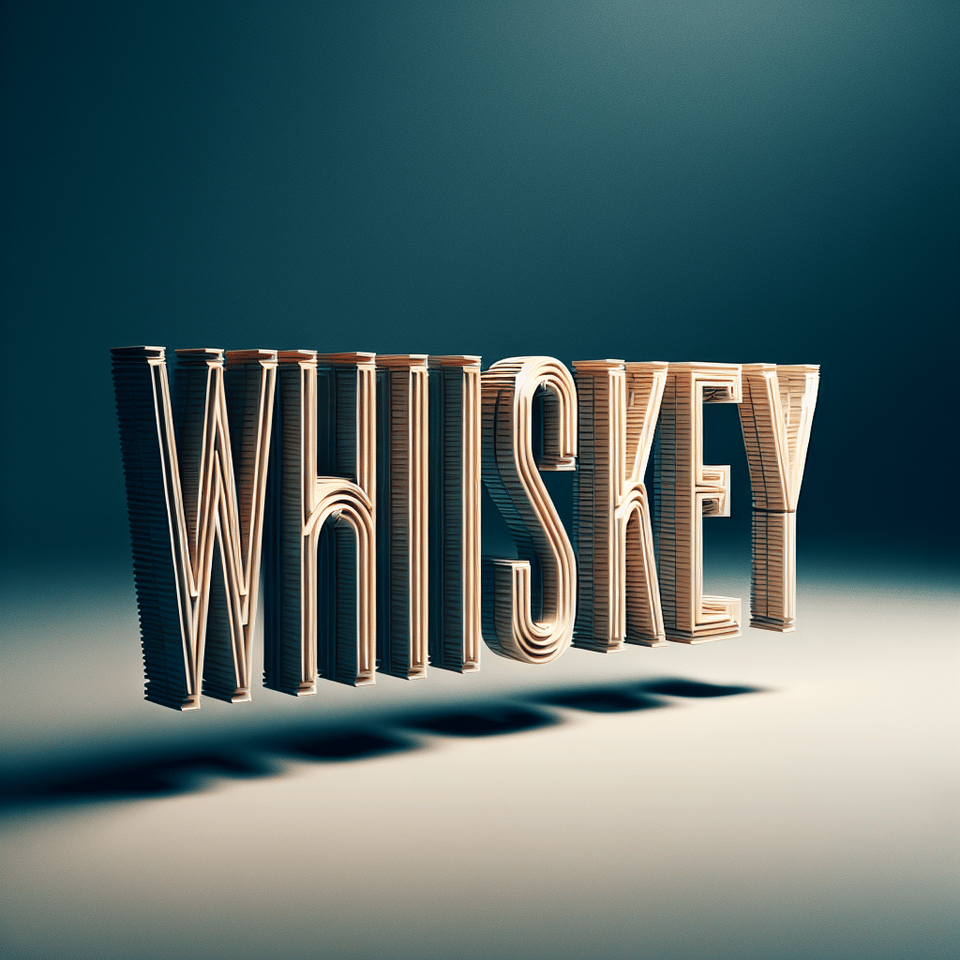 write whiskey in 3D text floating text effect image