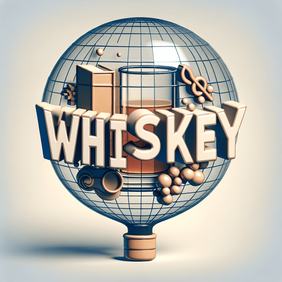write whiskey in 3D text balloon type text effect image