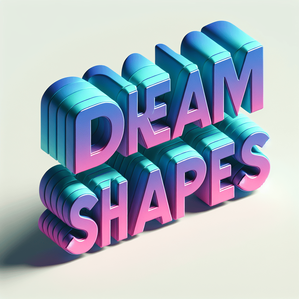 text DREAMSHAPES 3D blue purple gradient text effect on white background text effect image