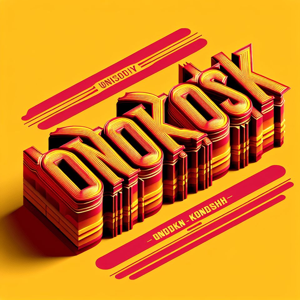 old hindi action movie type text design, colour is red and yellow and text is 'ONDOKOSH', illustration, 3d render, typography text effect image