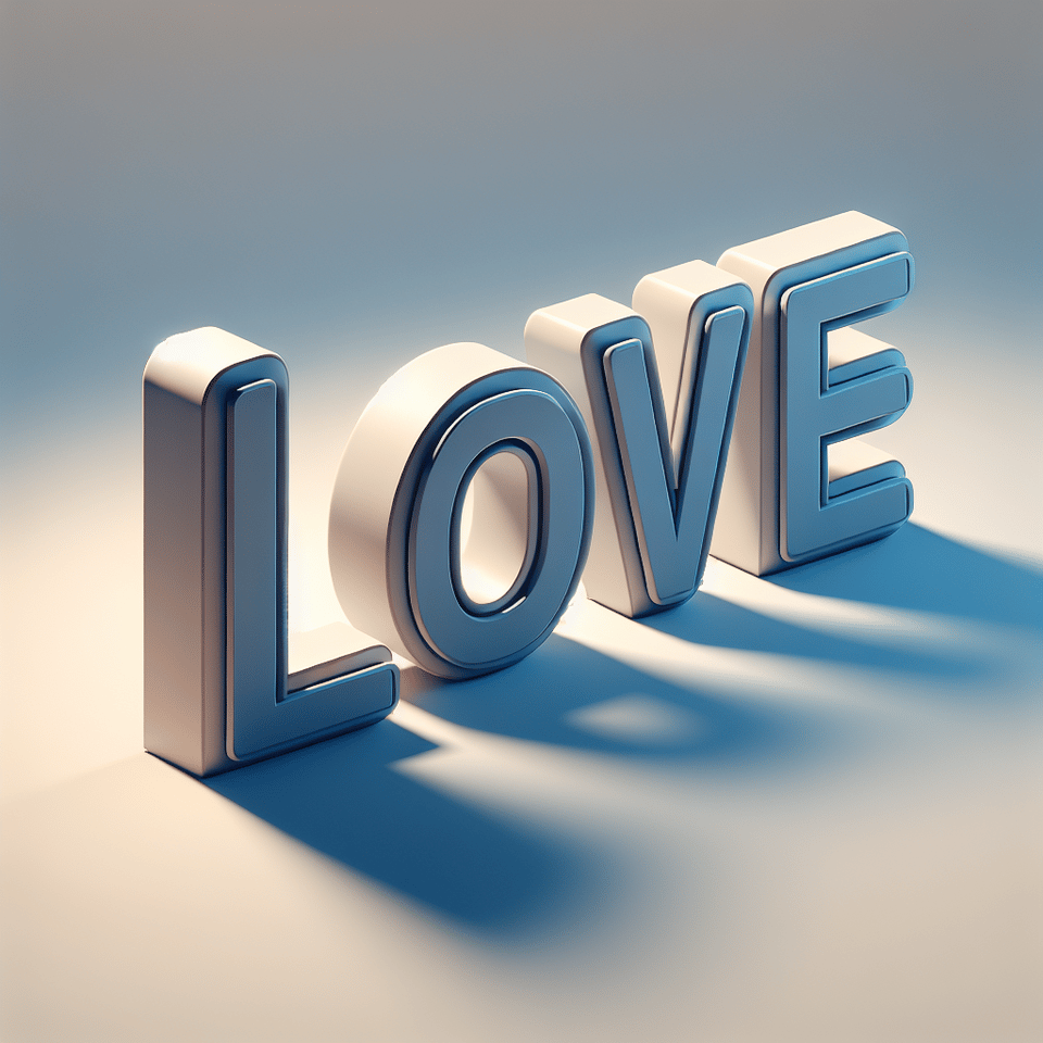 Love, 3d render, typography text effect image