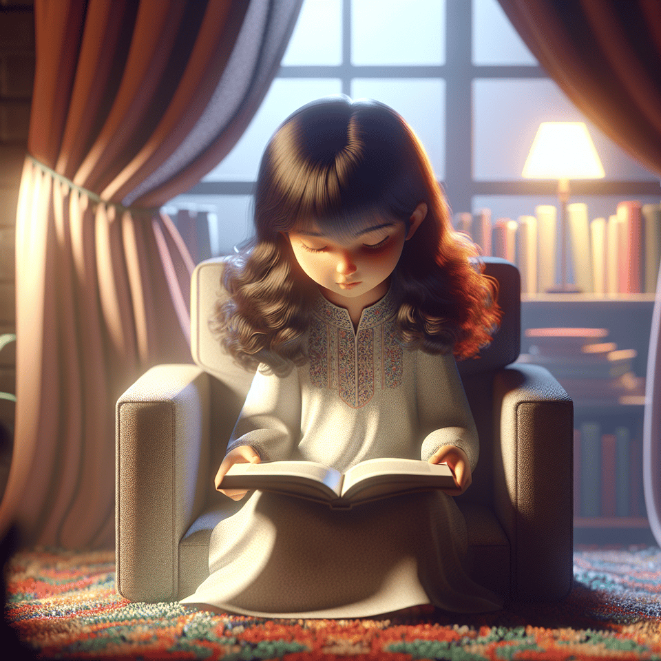 girl reading a book, 3d render text effect image
