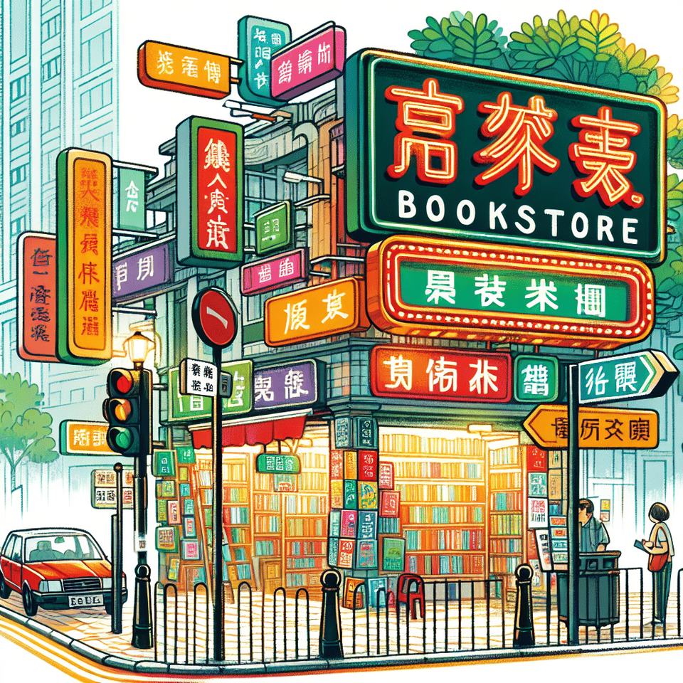 香港書店 彩色商標 白色底色, illustration text effect image