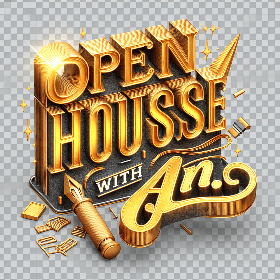 Text Open House with Abhishek Nigam 3d text with gold shine vintage texture and font without any background, illustration text effect image