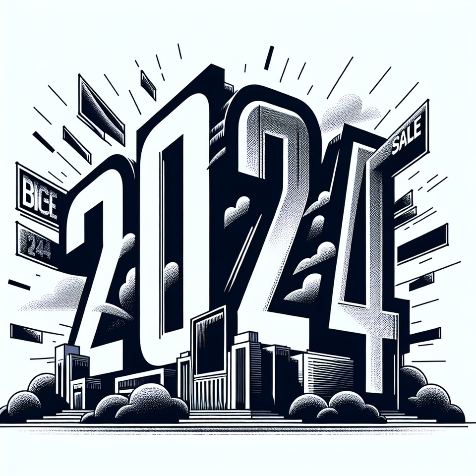 text 2024 big sale text effect on white background, illustration text effect image