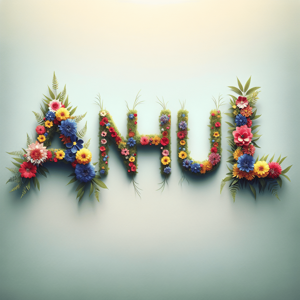 textANSHUL, made of flower, gorgeous, with a light gradient background. text effect image