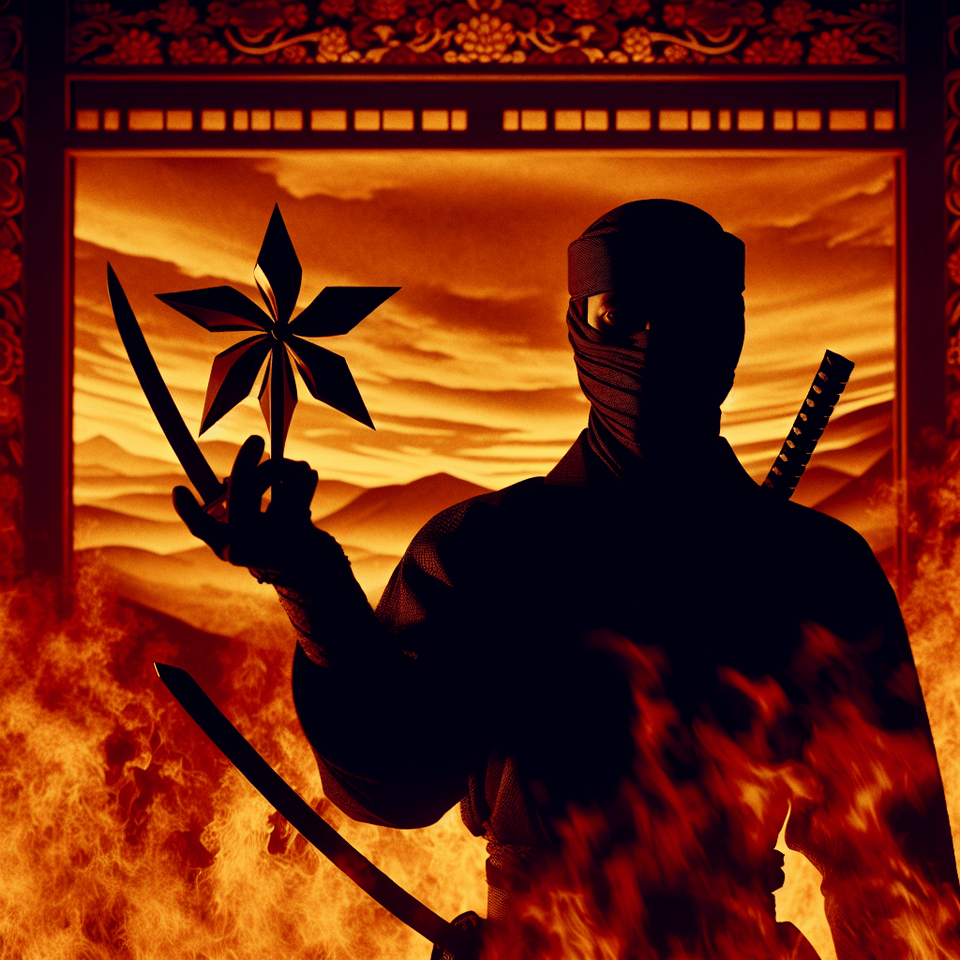 Ninja, Ninja star, sharp, elegance, Japan, Fire, Highly detailed text effect image
