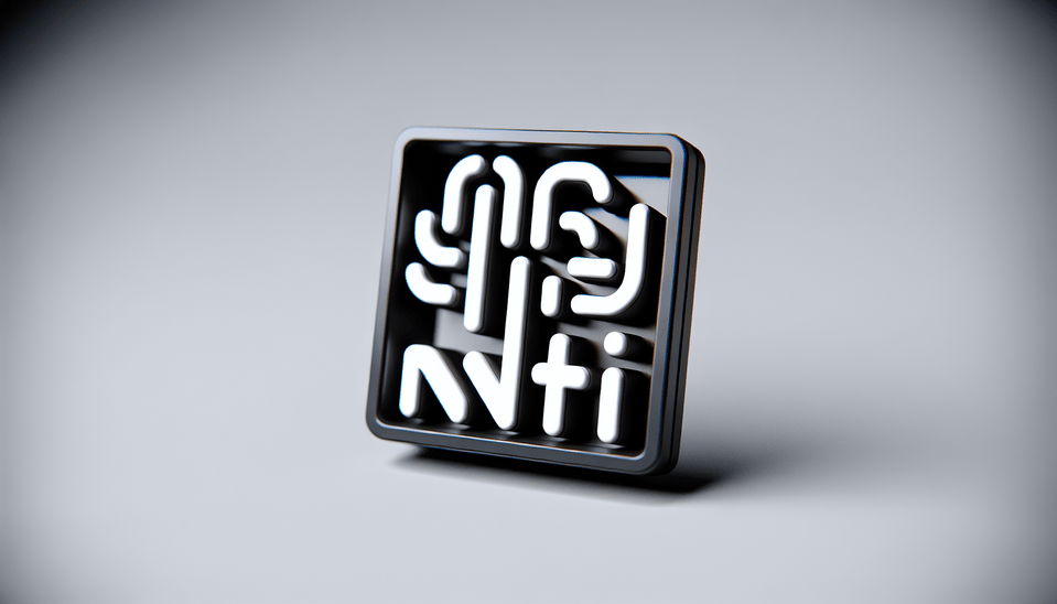 3d model of text Neural Niti. With niti wrriten inside a black rectangle. Its the logo of my company text effect image