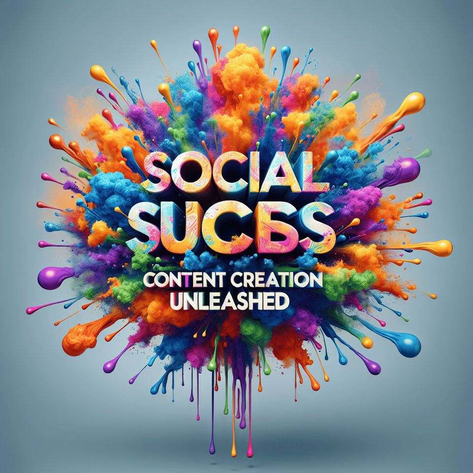 Text Social Success: Content Creation Unleashed colorful splash 3d text and smoky transparent background, Realistic detailed view. text effect image