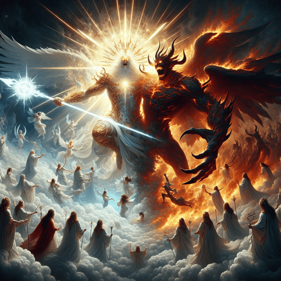 war between god and demon text effect image