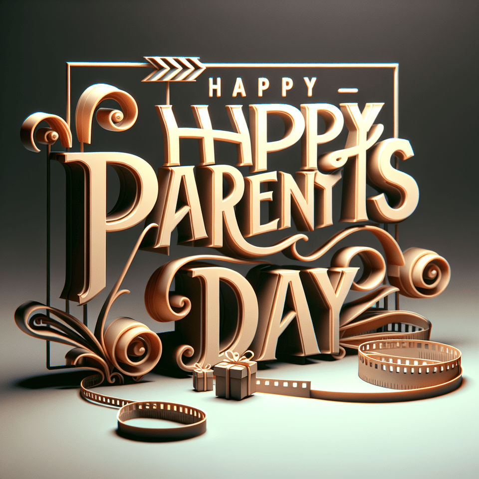 孝親節快樂, 3d render, cinematic, illustration, typography text effect image