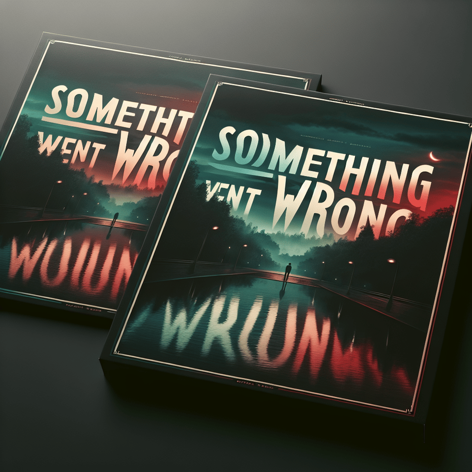 title for a album text: Something Went Wrong, (theme: sad, attitude) (colour: Something-red, went-white, wrong-red) text for a moody green-blue background, cinematic, poster text effect image