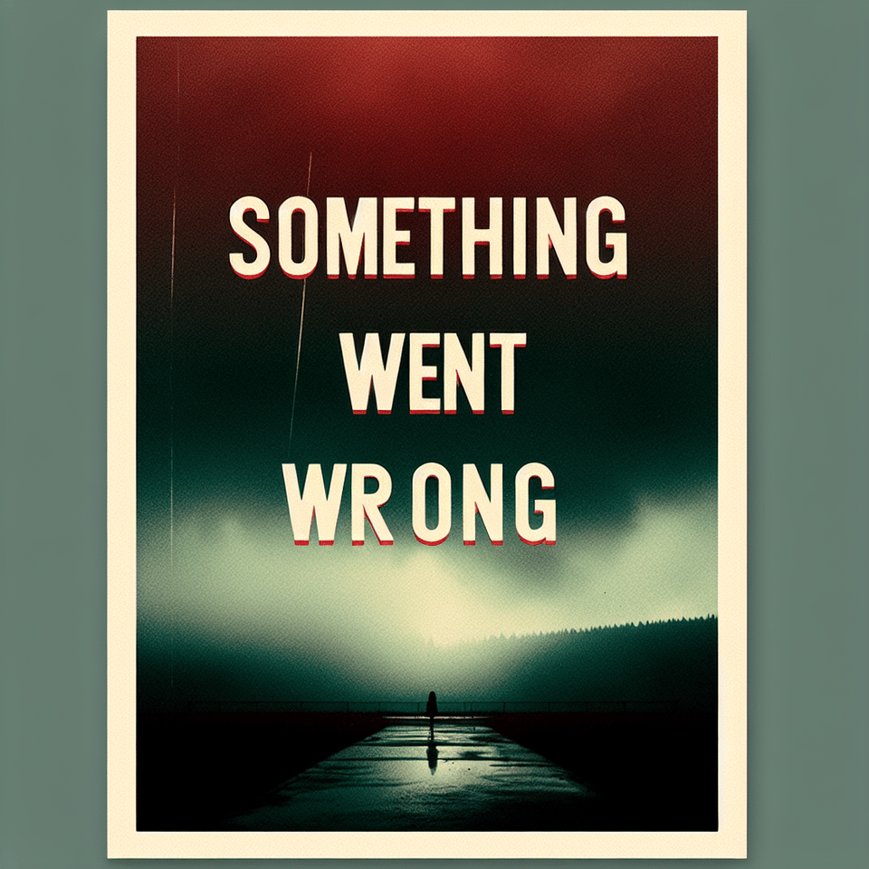 title for an album text: Something Went Wrong (theme: sad, attitude) (colour: Something-red, went-white, wrong-red) text for a moody green-blue background, cinematic, poster text effect image