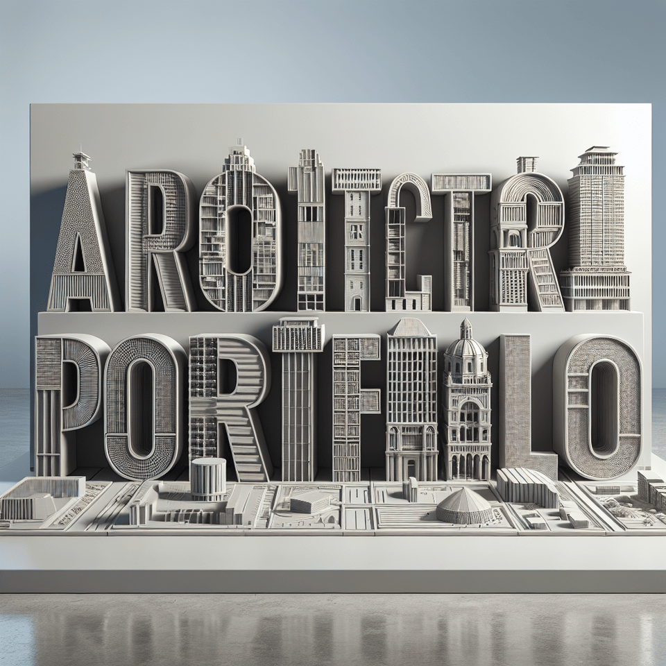 AI が生成した ARCHITECTURAL PORTFOLIO text in 3D テキスト効果 - Seapik
