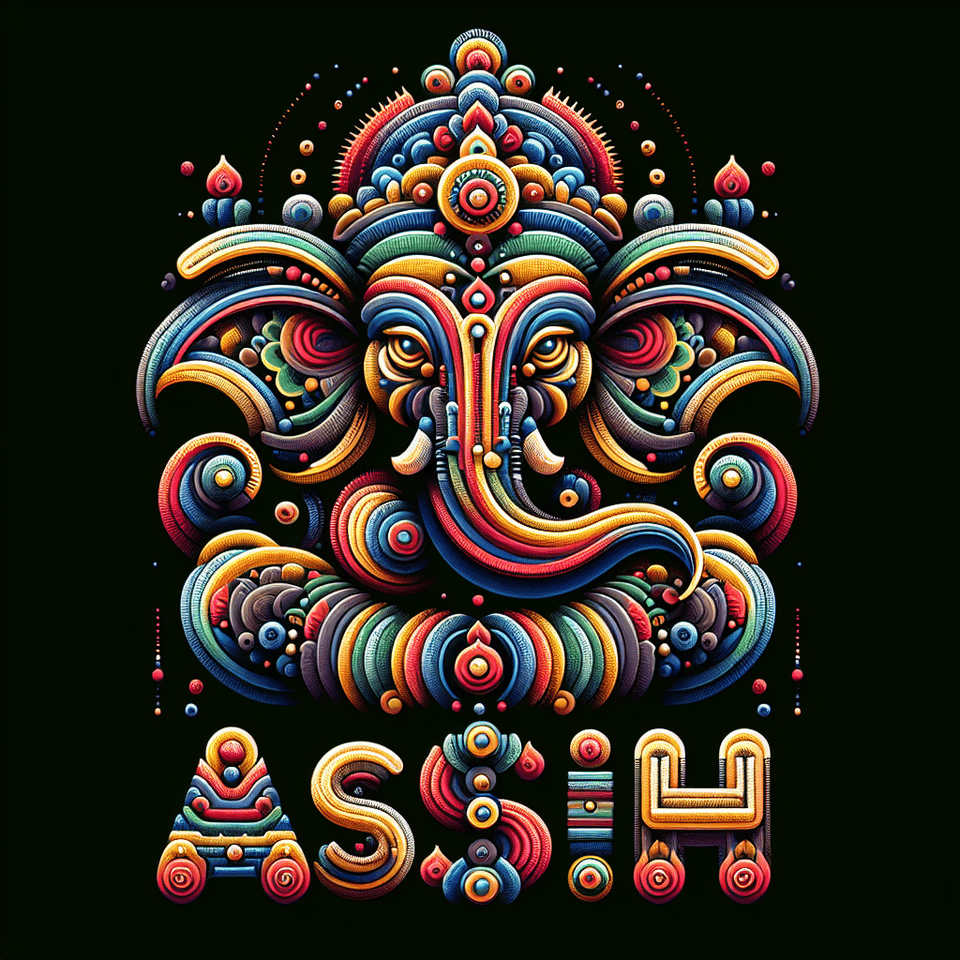 a name Ashish in the shape of lord ganesha, typography, cinematic text effect image