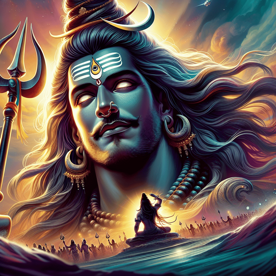 shiva, cinematic, poster, illustration text effect image